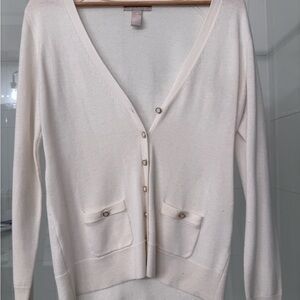 Banana Republic Cream V-Neck Button Cardigan Sweater Women’s Medium